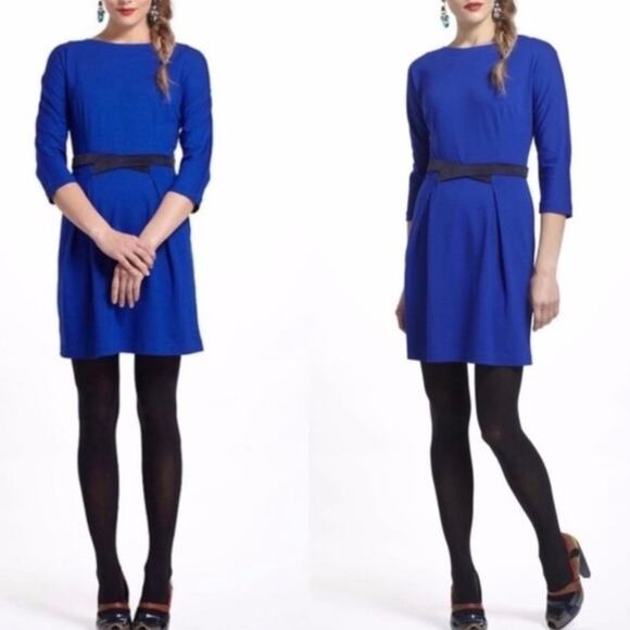 Anthropologie Girls From Savoy Ponte + Velvet Trim Mini Dress Womens Small - Picture 4 of 14